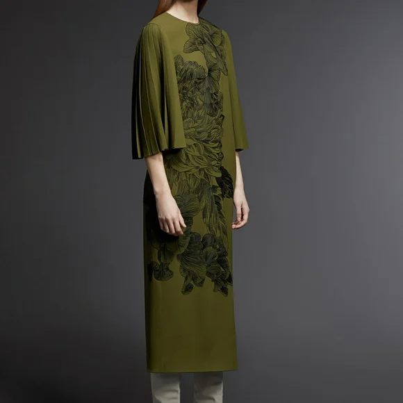 NWT Jason Wu Collection Olive Green Cocktail Dress with Black Embrodery - Picture 1 of 3